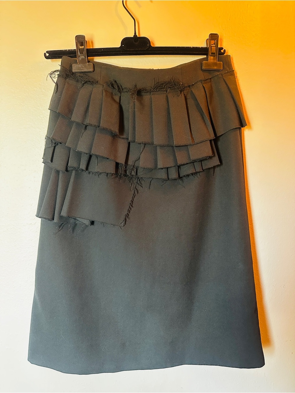 MARNI Women's Black Wool Tiered Ruffle Skirt